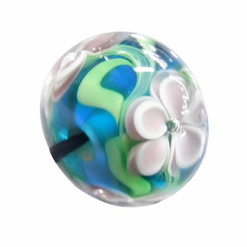 Perles murano faites à la main , chalumeau, rondelle, fait à la main, avec le motif de fleurs, plus de couleurs à choisir Environ 2.5mm, Vendu par PC[