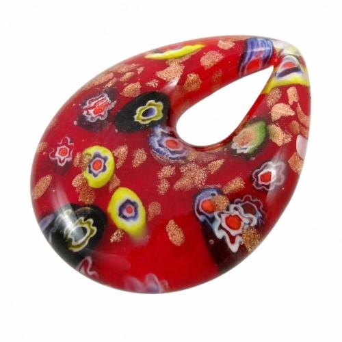 Moulage de Murano pendentifs, chalumeau, larme, technologie, avec tranche de millefiori & sable d'or, plus de couleurs à choisir Environ 8mm, Vendu par PC