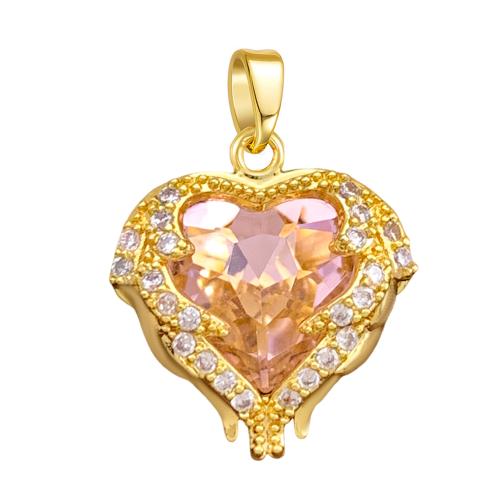 Cubic Zirconia Micro Pave Brass Pendants, Heart, plated, DIY & micro pave cubic zirconia 