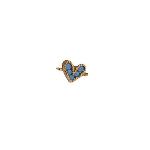 Cubic Zirconia Micro Pave Brass Connectors, Heart, gold color plated, DIY & micro pave cubic zirconia 