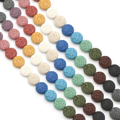 Dyed Lava Beads, Flat Round, DIY Approx 38 cm 
