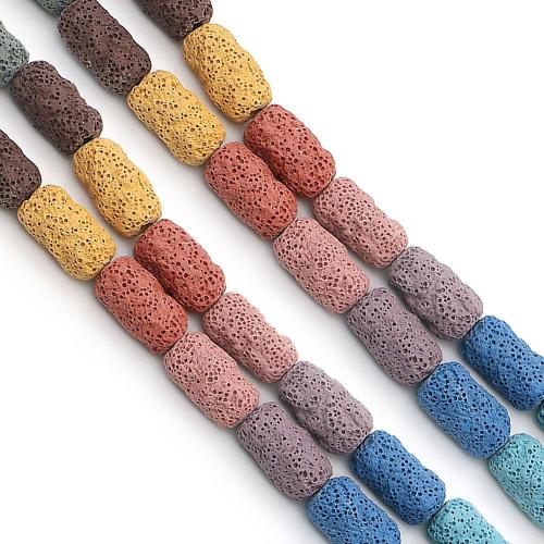 Dyed Lava Beads, barrel, DIY Approx 38 cm 