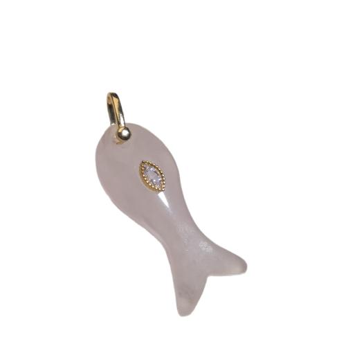 Gemstone Brass Pendants, with Brass, Fish, DIY 