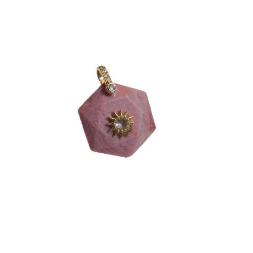 Gemstone Brass Pendants, with Brass, Hexagram, DIY & micro pave cubic zirconia 