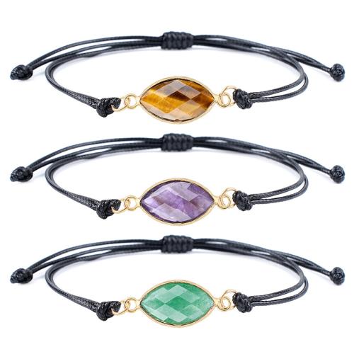 Gemstone Bracelet, with Wax Cord, Horse Eye & Unisex & faceted Approx 26 cm 
