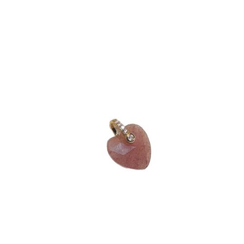 Gemstone Zinc Alloy Pendants, with Zinc Alloy, Heart, DIY & faceted & with rhinestone 