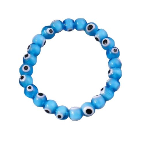 Millefiori Lampwork Bracelet, Round, polished, evil eye pattern & for woman beads size 8mm Approx 17 cm 