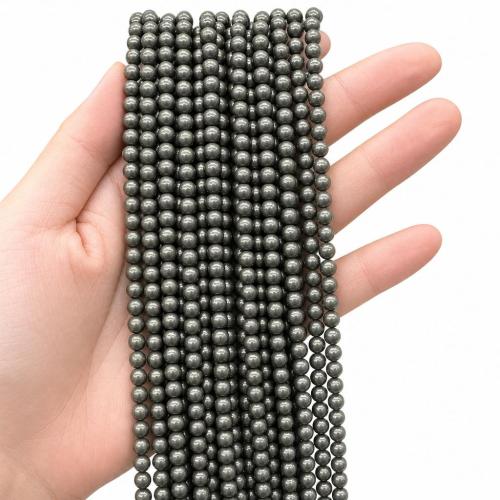 Golden Pyrite Beads, Round, DIY Approx 38 cm 