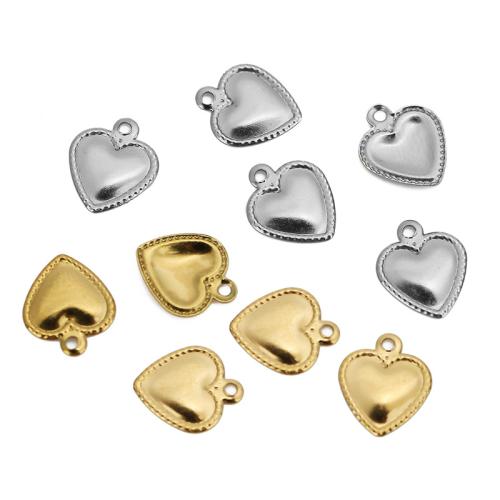 Stainless Steel Heart Pendants, 304 Stainless Steel, plated, DIY & single-sided 