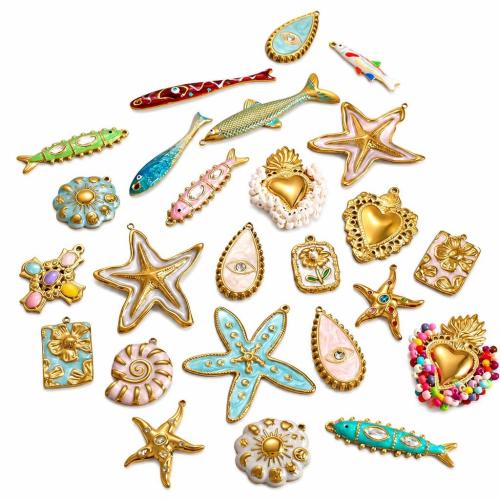Stainless Steel Pendants, 304 Stainless Steel, with Seedbead & Plastic Pearl, Vacuum Ion Plating, DIY & enamel & with rhinestone 