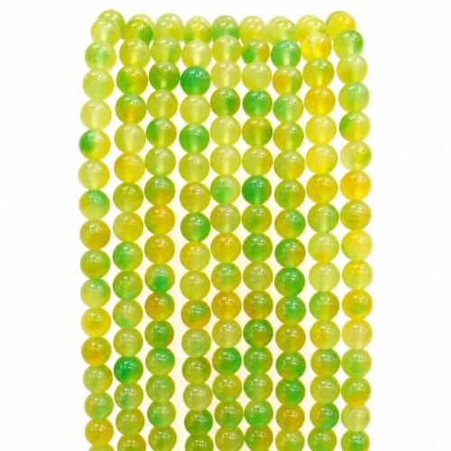Yellow Calcedony Beads, Round, DIY & two tone Approx 38 cm 