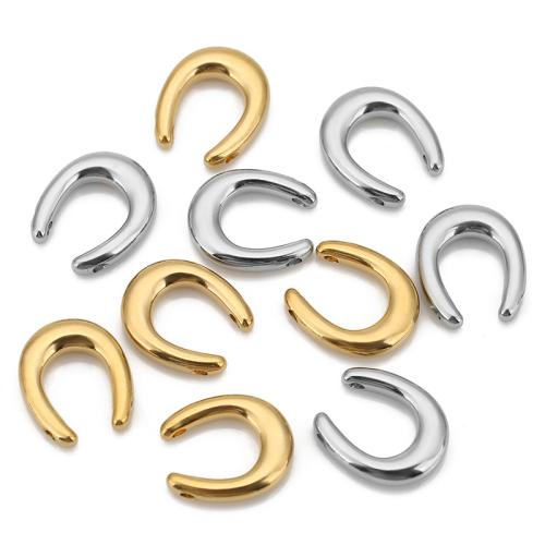 Stainless Steel Pendants, 304 Stainless Steel, Letter U, plated, DIY & double-hole 