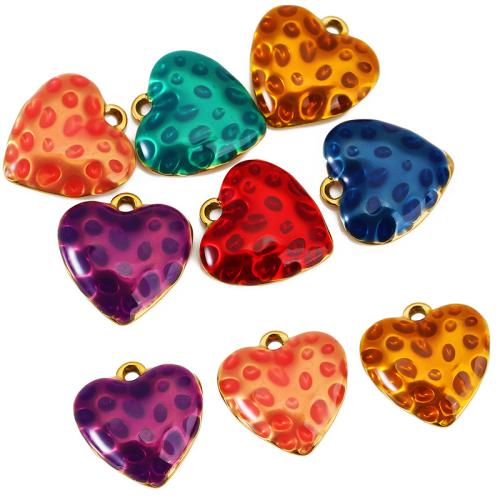 Stainless Steel Heart Pendants, 304 Stainless Steel, gold color plated, DIY & enamel 