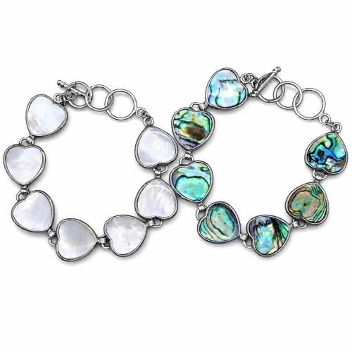 coquille bracelet, avec alliage de zinc, coeur, bijoux de mode & pour femme, plus de couleurs à choisir Environ 21 cm, Vendu par PC