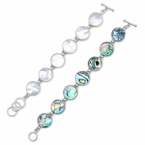 coquille bracelet, avec alliage de zinc, Plat rond, Placage, bijoux de mode & unisexe, plus de couleurs à choisir Environ 21 cm, Vendu par PC