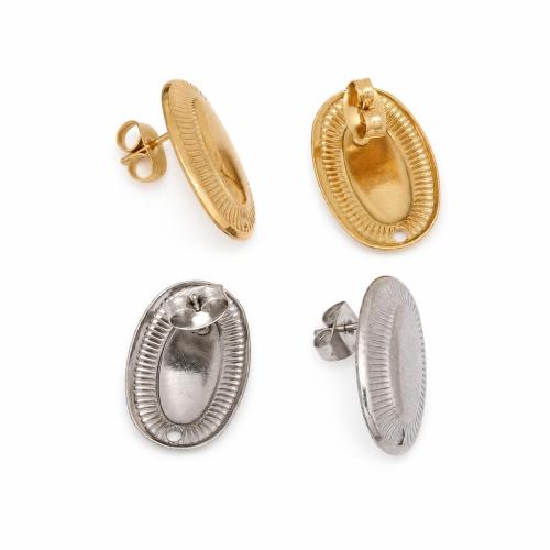 Edelstahl Ohrring Stecker, 304 Edelstahl, flachoval, plattiert, DIY, keine, 13x19mm, 100PCs/Tasche, verkauft von Tasche
