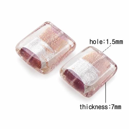 Silver & Gold Foil Lampwork Beads, Rectangle, gold foil and silver foil Approx 1.5mm 