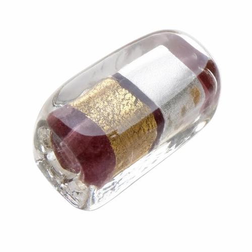 Silver & Gold Foil Lampwork Beads, Rectangle, gold foil and silver foil Approx 2mm 