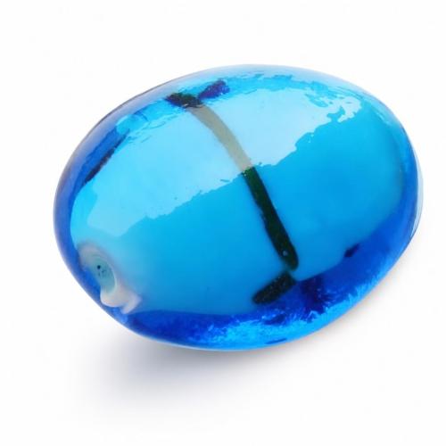 бусины Lampwork ручной работы, Лэмпворк, Овальная форма, Связанный вручную, голубой отверстие:Приблизительно 2mm, продается PC