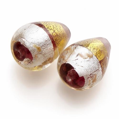 Silver & Gold Foil Lampwork Beads, Teardrop, gold foil and silver foil Approx 1.5mm 