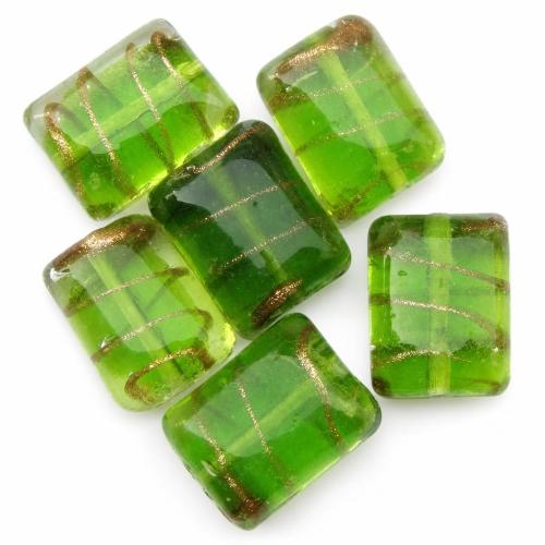 Goldsand Lampwork Perlen, Rechteck, keine, 21x16x11mm, Bohrung:ca. 2mm, 1000PCs/Menge, verkauft von Menge