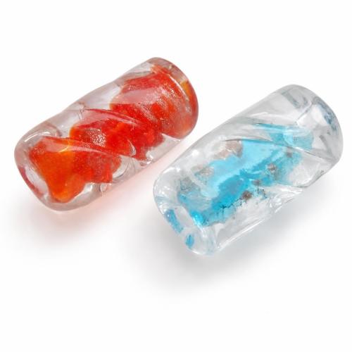 Gold Sand Lampwork Beads, Tube, mixed colors Approx 2mm 