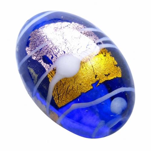 Silver & Gold Foil Lampwork Beads, Oval, gold foil and silver foil Approx 1mm 