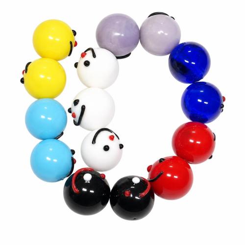 Cartoon Lampwork Beads, Round, mixed colors, 14mm Approx 2.5mm Approx 8 Inch 
