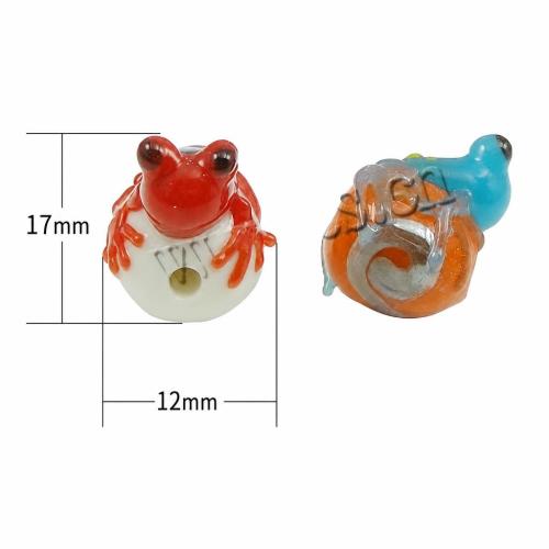 Tier Lampwork Perlen, Frosch, keine, 17x12x12mm, Bohrung:ca. 2mm, verkauft von PC