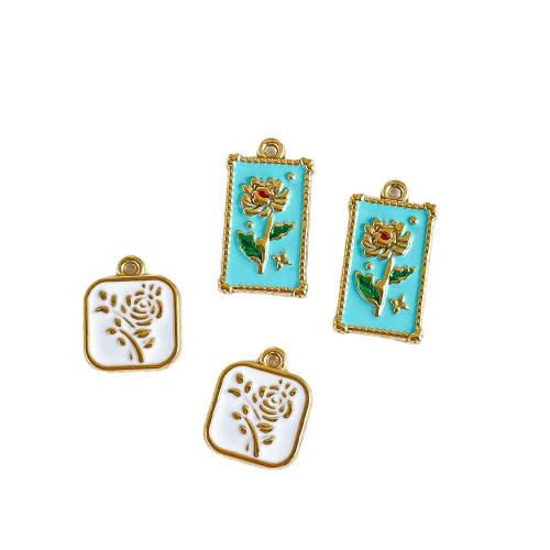 Stainless Steel Flower Pendants, plated, DIY & enamel 