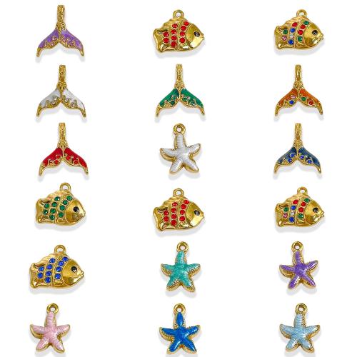 Edelstahl Tier Anhänger, plattiert, DIY & verschiedene Stile für Wahl & Emaille & mit Strass, keine, 10PCs/Tasche, verkauft von Tasche