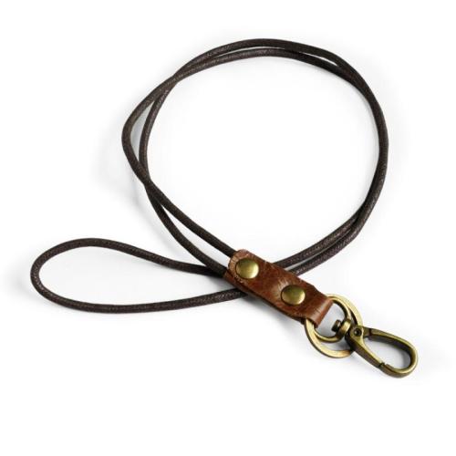 Waxed Cotton Cord, Wax Cord, with Cowhide & Zinc Alloy, vintage & Unisex, brown Approx 49 cm [