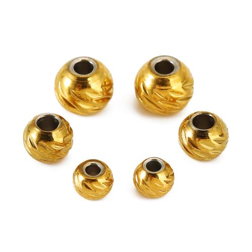 304 Stainless Steel Spacer Bead, Round, Vacuum Ion Plating, DIY 