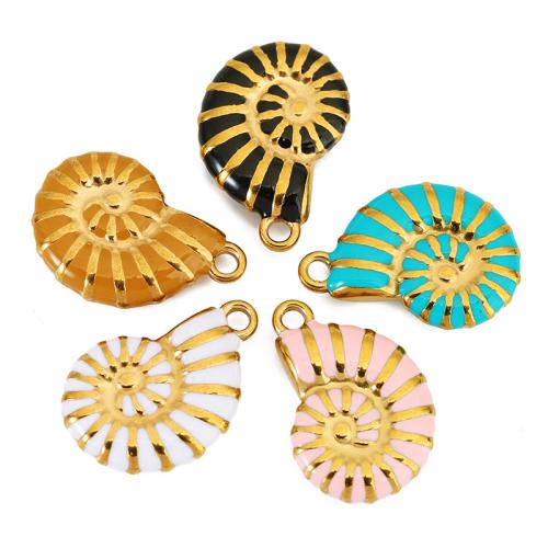 Edelstahl Tier Anhänger, 304 Edelstahl, Strandschnecke, goldfarben plattiert, DIY & Emaille, keine, 14.8x21.9mm, verkauft von PC