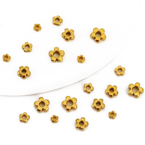 304 Stainless Steel Spacer Bead, Flower, Vacuum Ion Plating, DIY 