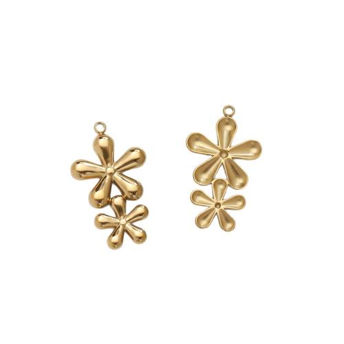 Stainless Steel Flower Pendants, 304 Stainless Steel, plated, DIY 