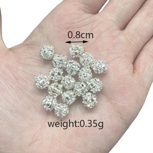 Brass Spacer Beads, Round, plated, DIY & with rhinestone 