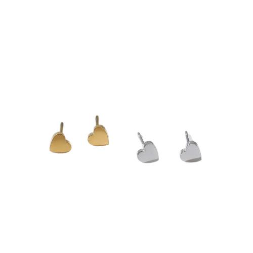 Acier inoxydable 304 boucle d oreille dormeuse, coeur, Placage, bijoux de mode & pour femme, plus de couleurs à choisir, 5mm Vendu par lot