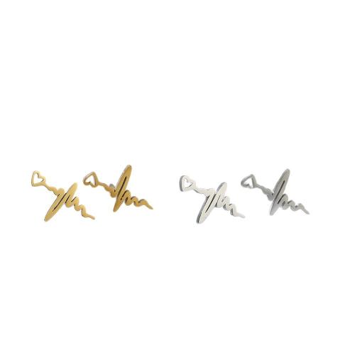 Acier inoxydable 304 boucle d oreille dormeuse, Électrocardiographique, Placage, bijoux de mode & pour femme, plus de couleurs à choisir Vendu par lot