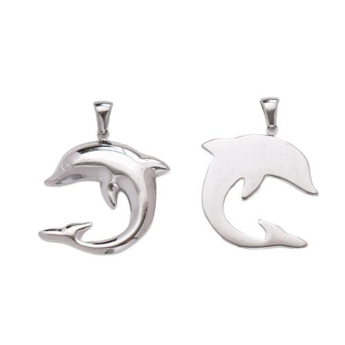 Edelstahl Tier Anhänger, 304 Edelstahl, Dolphin, plattiert, DIY, keine, 26x33mm, 10PCs/Tasche, verkauft von Tasche