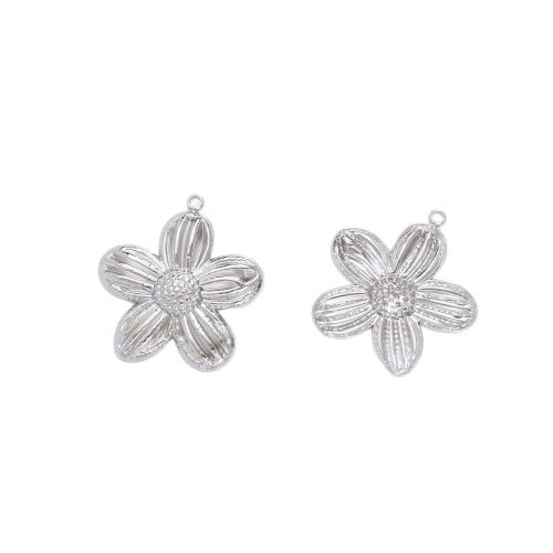 Stainless Steel Flower Pendants, 304 Stainless Steel, plated, DIY 