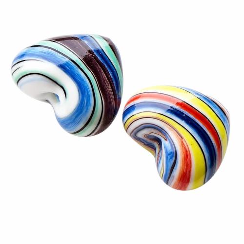 手作りランプワークビーズ, ランプワーク, ハート形, ハンドメイド, ストライプ, 無色 穴:約 4mm, 売り手 パソコン