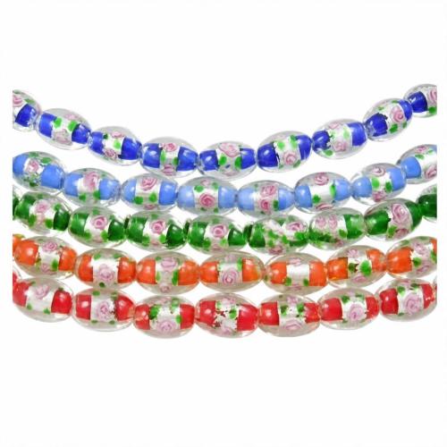 Silver Foil Lampwork Beads, Oval, translucent Approx 2mm 