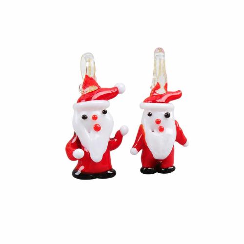 Lampwork Pendants, Santa Claus, DIY red, 33*17*6m Approx 4mm 