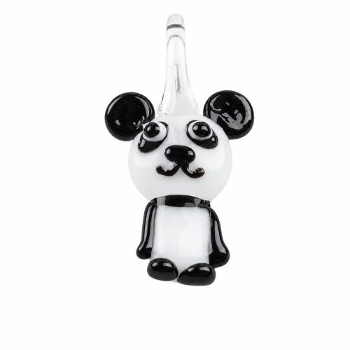 Pendentifs de Murano animaux , chalumeau, panda, DIY, blanc, 35*17*4mm Environ 6mm, Vendu par PC