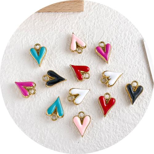 Stainless Steel Heart Pendants, plated, DIY & enamel 