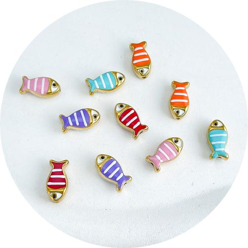 Edelstahl Tier Anhänger, Fisch, plattiert, DIY & Emaille, keine, 13x7mm, 10PCs/Tasche, verkauft von Tasche