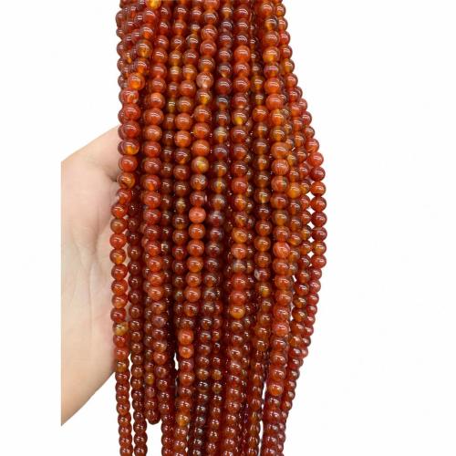 Natural Red Agate Beads, Round, DIY Grade AB Approx 38 cm 