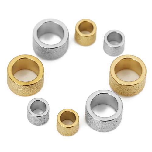 Stainless Steel Large Hole Beads, 304 Stainless Steel, Vacuum Ion Plating, DIY & frosted [