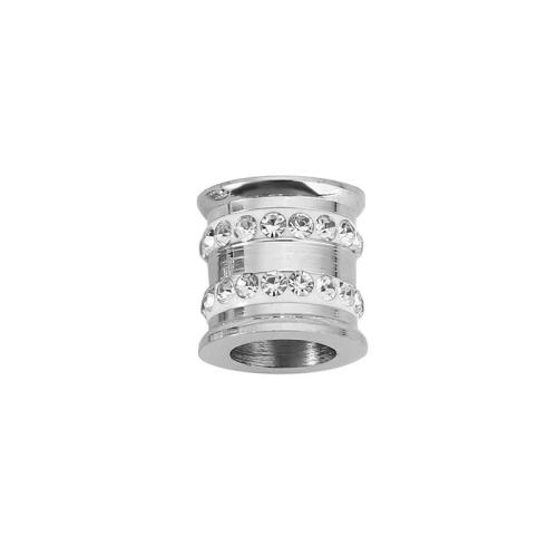 Stainless Steel Large Hole Beads, 304 Stainless Steel, Twist, Vacuum Ion Plating, DIY & micro pave cubic zirconia [